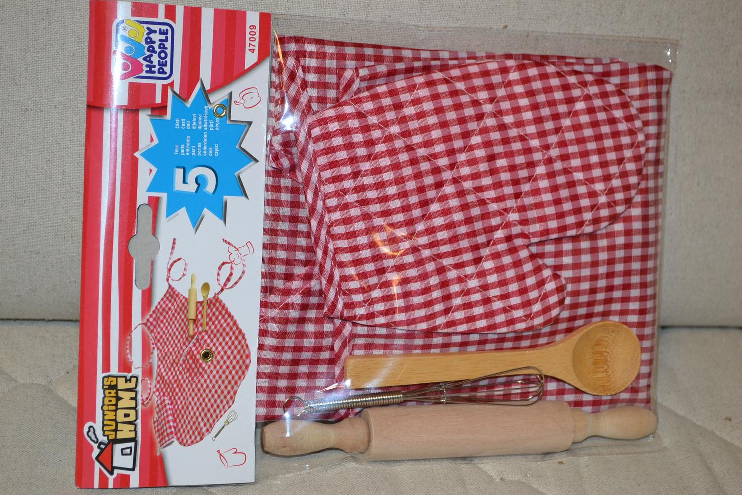 Bagarset 5 st Delar Kök Barn m. Kavel, Vispl, Slev, Förkläde Matlagning Ny