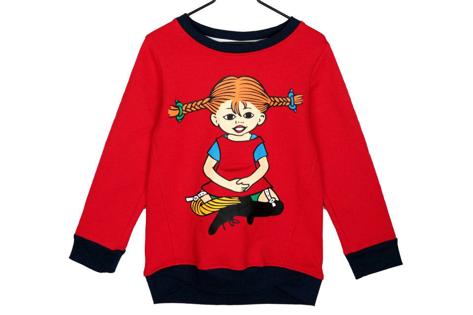 Pippi Långstrump Famn Collegetröja Röd (Strl 92) BARN Ny