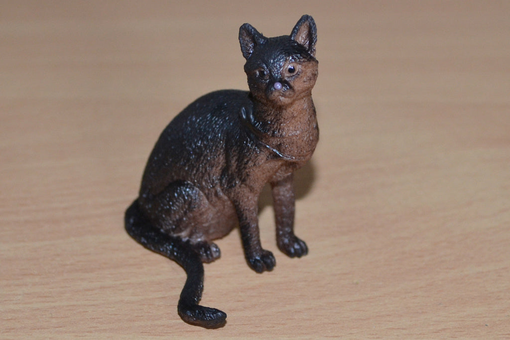 Sittande Brun/Svart Katt 6cm Lek/Prydnad/Present Ny