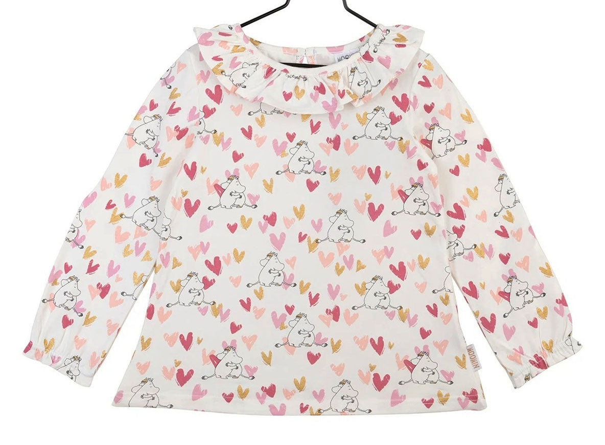 Kärlek Tröja Långärmad Mumin Vit m Hjärtan Strl 98 Barn Ny