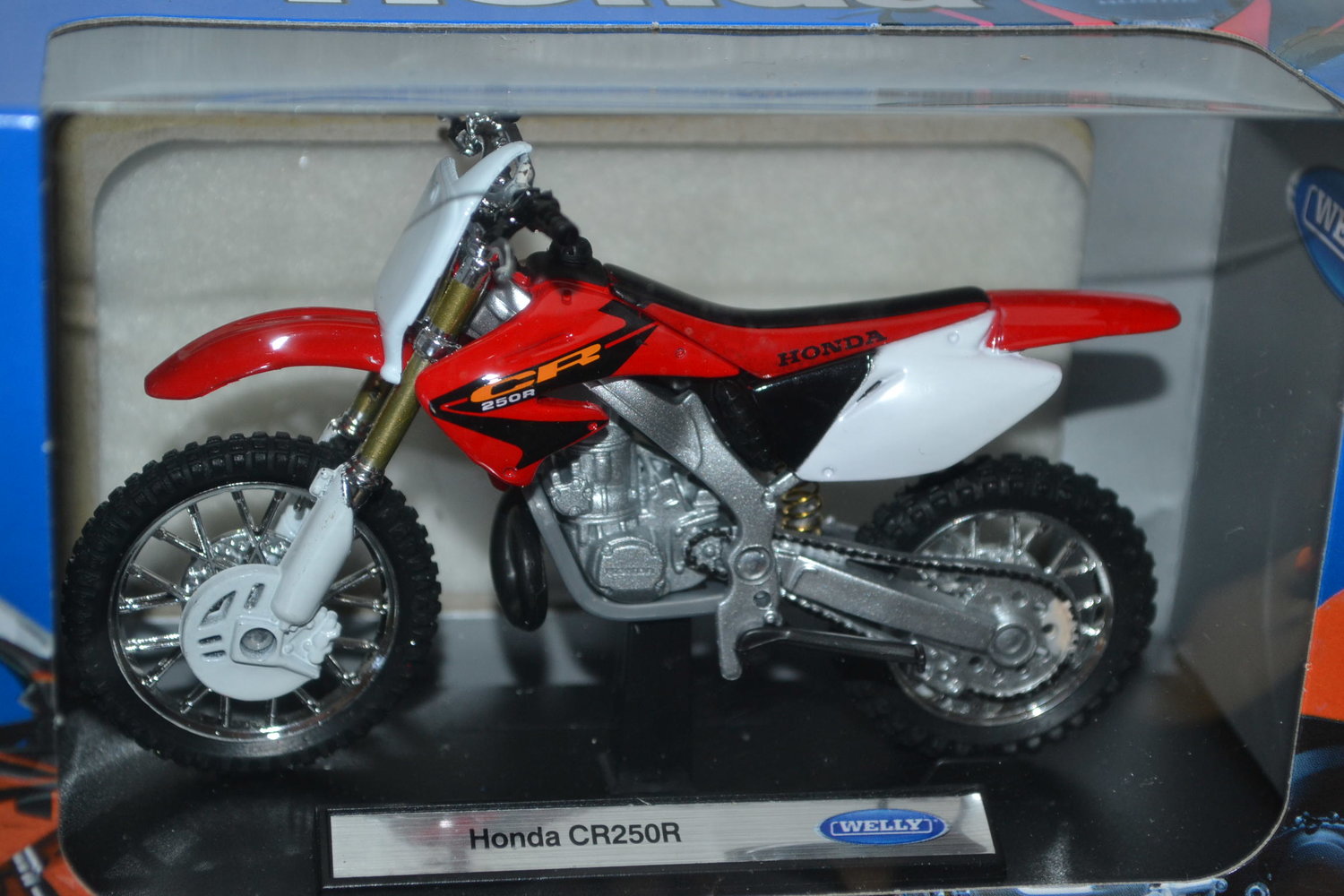 Honda CR250R Röd/Vit 1:18 Welly 12cm (Motorcykel MC) Ny