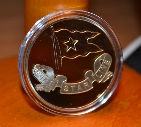 RMS Titanic 1912 White Star Line Mynt USA Guldplätering 4cm Ny