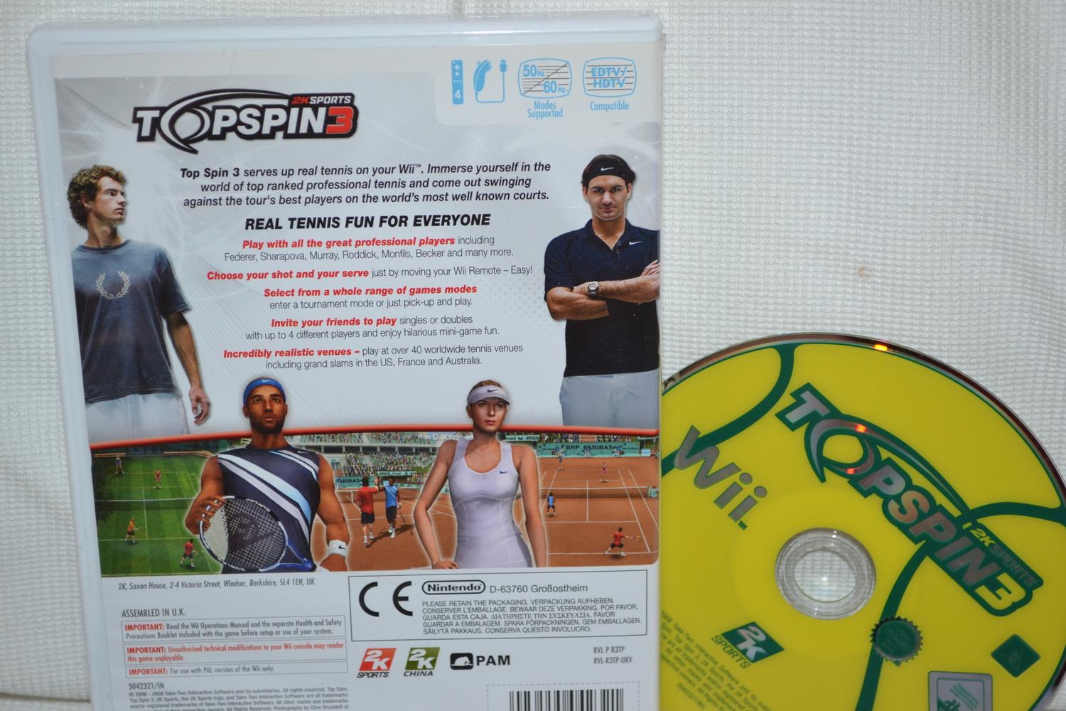 Topspin 3 Wii Nintendo (Utan Manual) Fint Skick