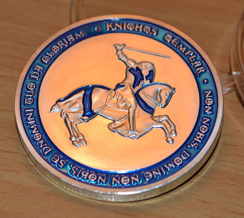 Knights Templar Blå Silver Mynt Tempelriddarorden Se hit! Mi