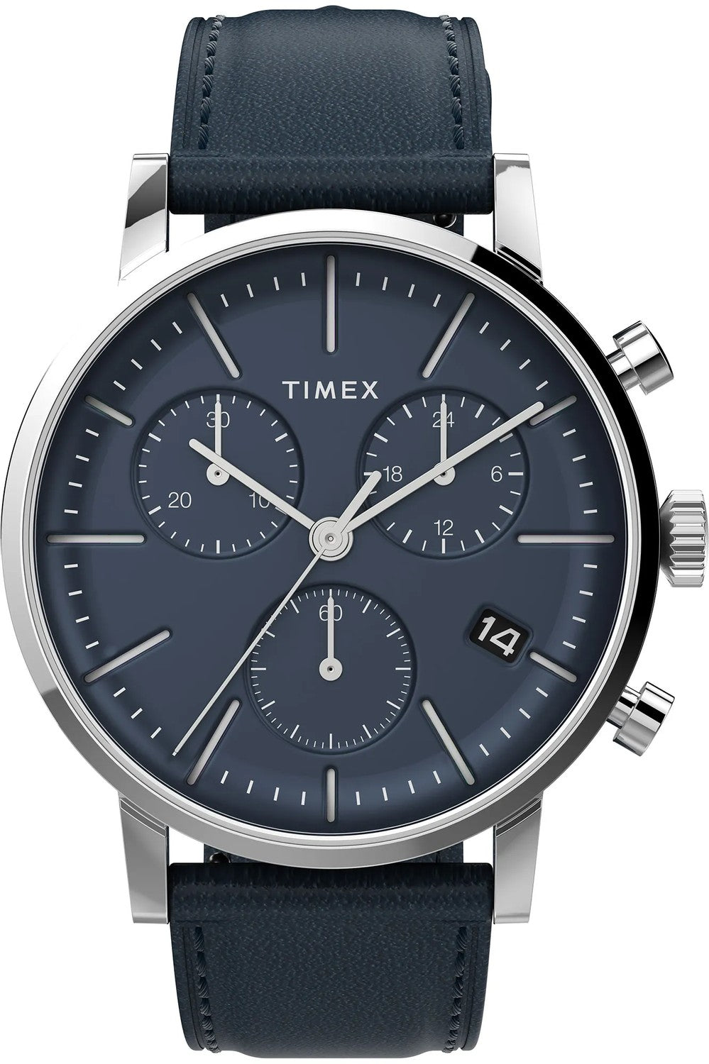 Timex Midtown Blå Läder Kronograf 40mm Klocka Armbandsur TW2V36800 Ny