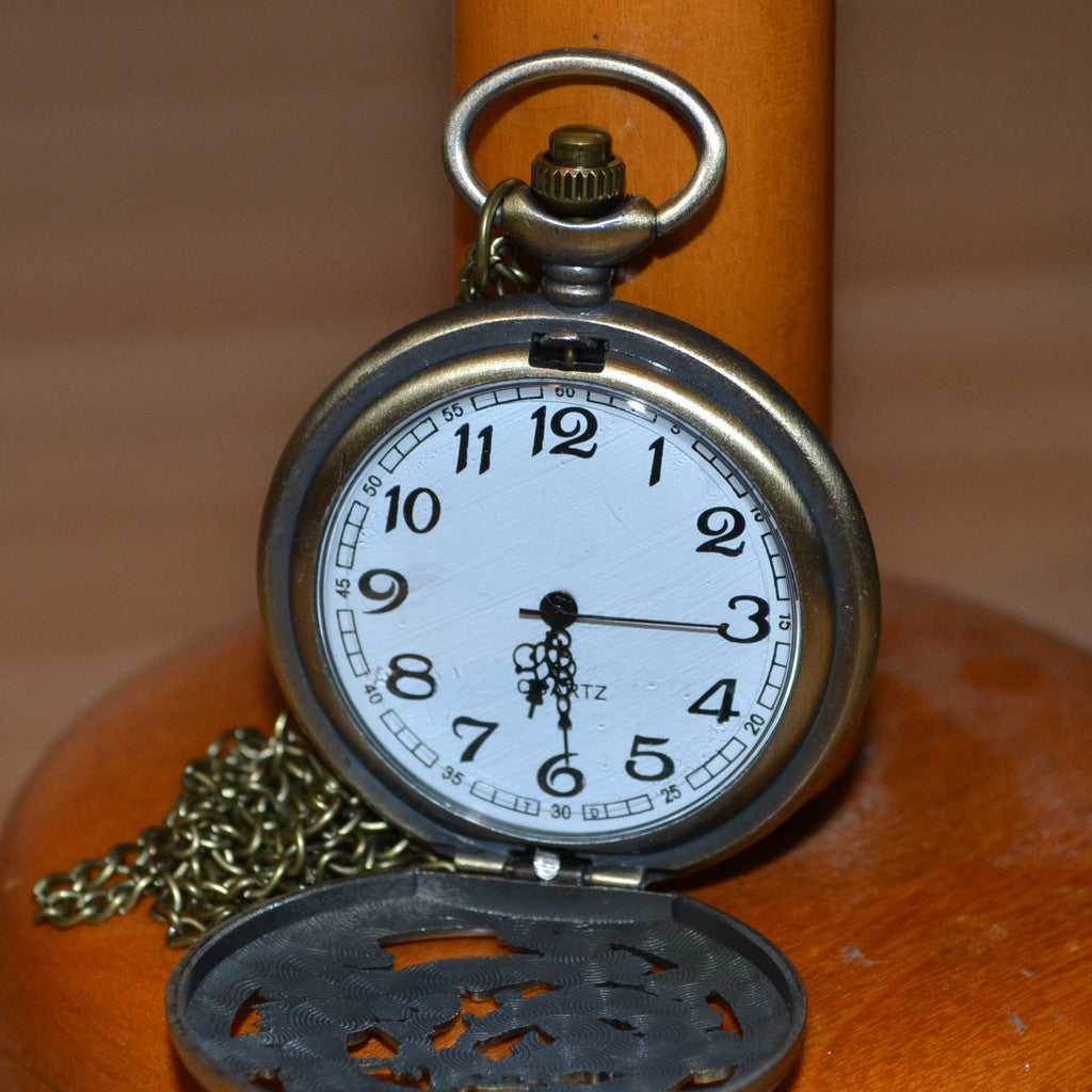 Kinesisk Drake Klassisk Kina m. Hålighet Fickur Quartz klocka (Vintage Brons) Ny