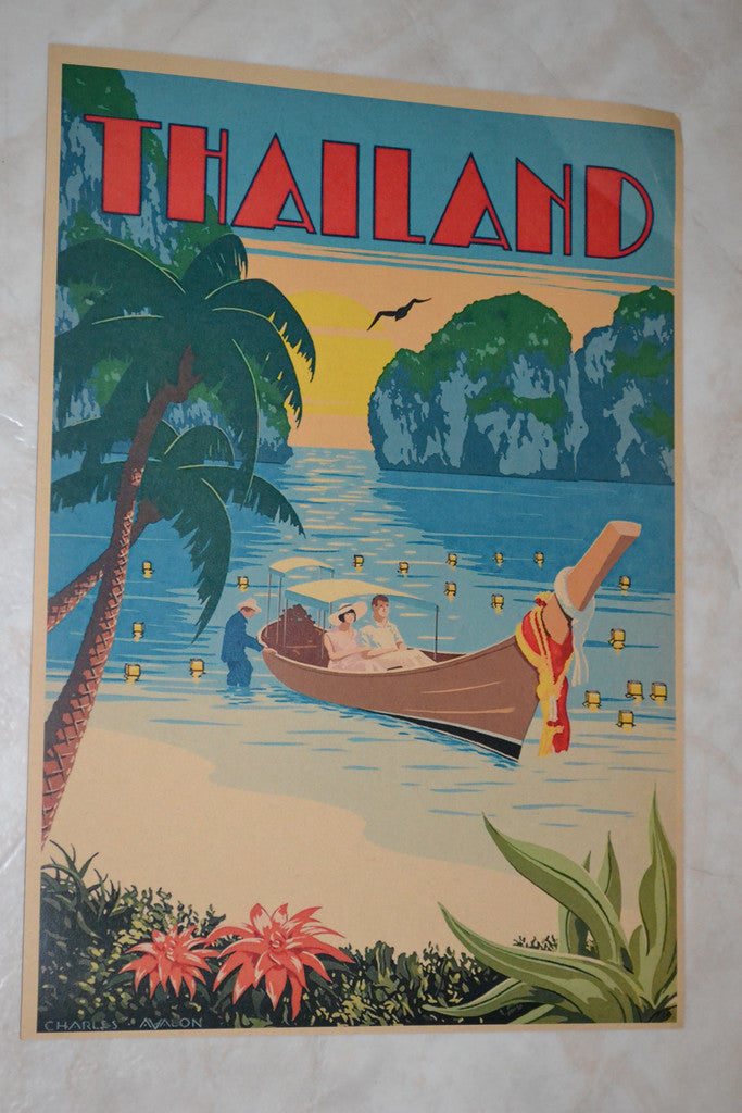 Thailand, Båt med Par, Klassisk Vintage Reseaffisch Poster 3