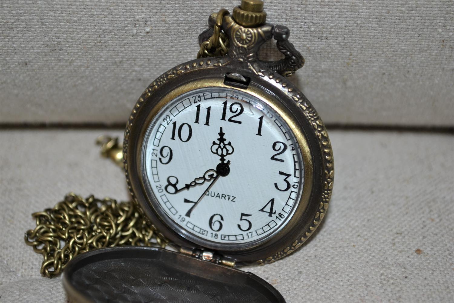 Ros/Blomma i Ram Sött Fickur Brons/Vintage Quartz 4,5cm Ny