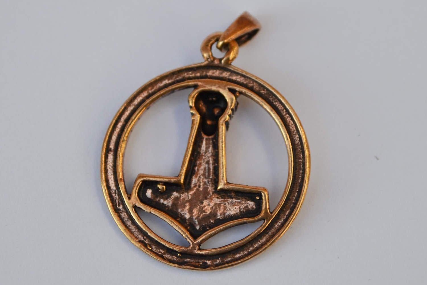 Torshammare m. Runor Futhark Rund Viking (Brons) Halsband Smycke Hänge Ny