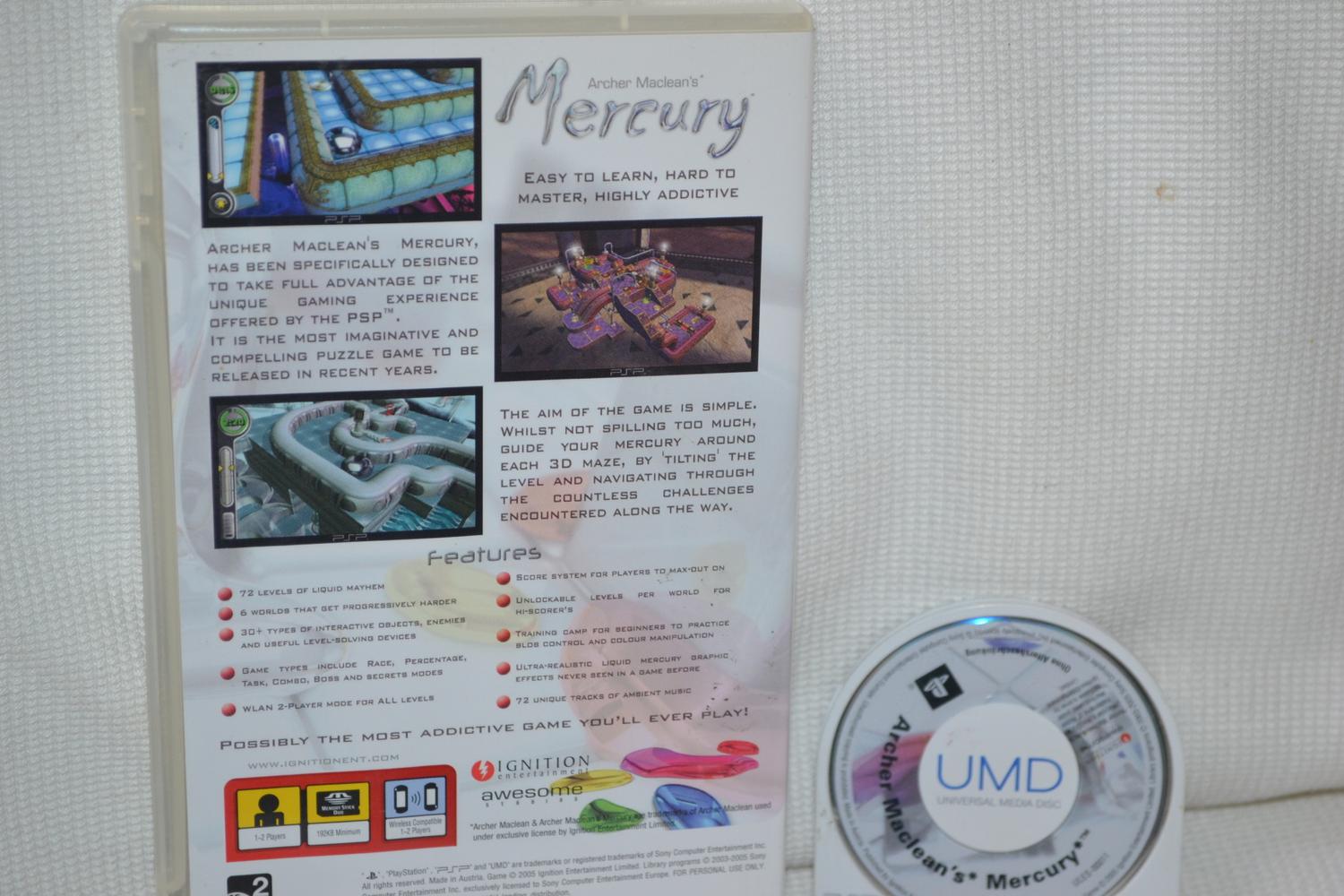 Archer Macleans Mercury PSP Playstation Portable (Utan Manual) Fint Skick