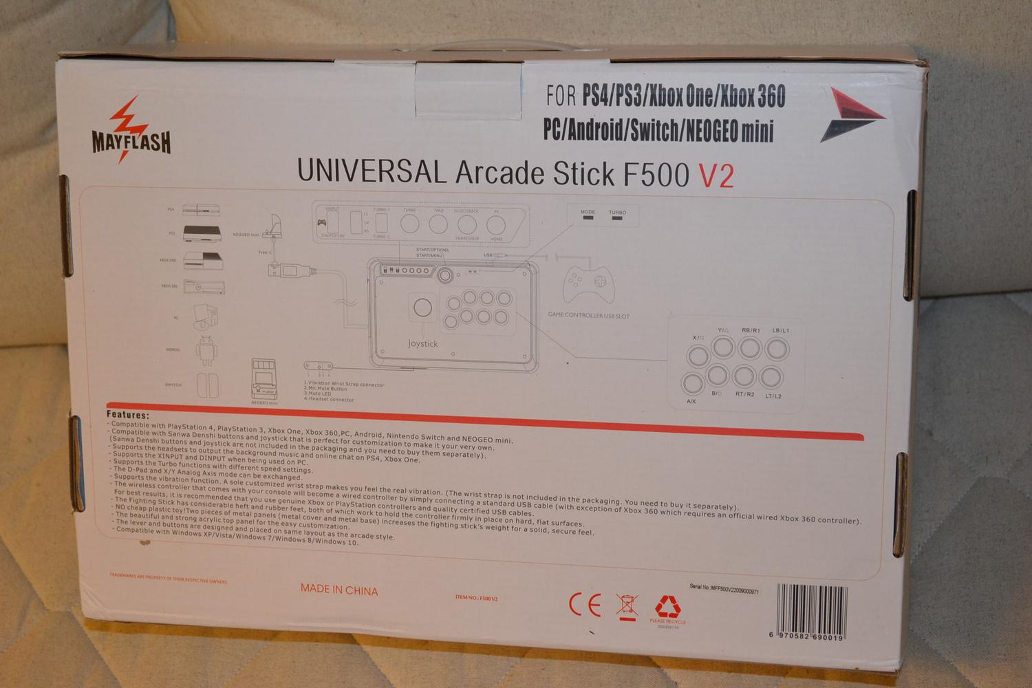 Arkad Joystick Kontroll F500 V2 Mayflash PS4/PS3/Xbox One/PC/Switch Ny