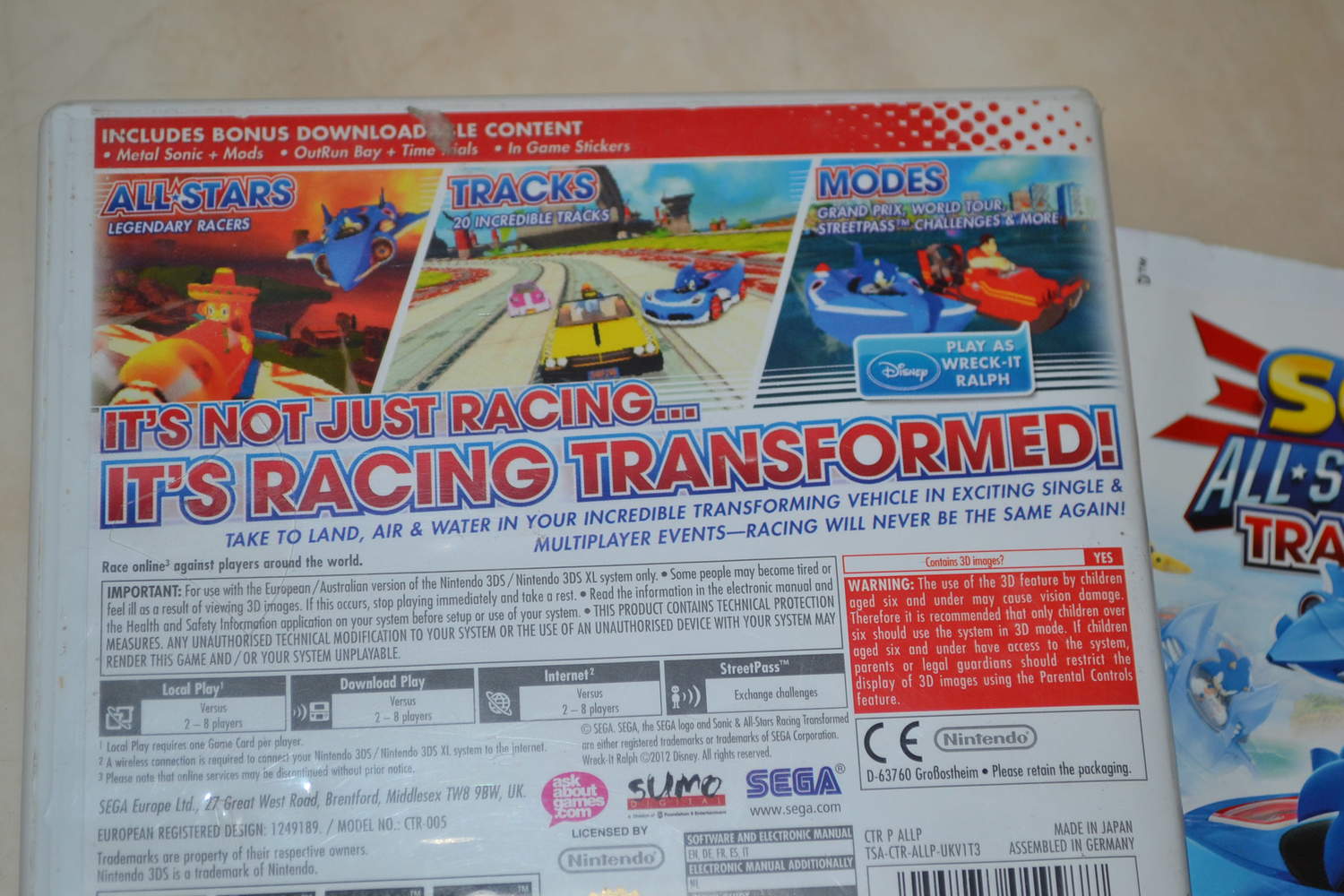 Sonic and All Stars Racing Transformed 3DS Nintendo Komplett Fint Skick