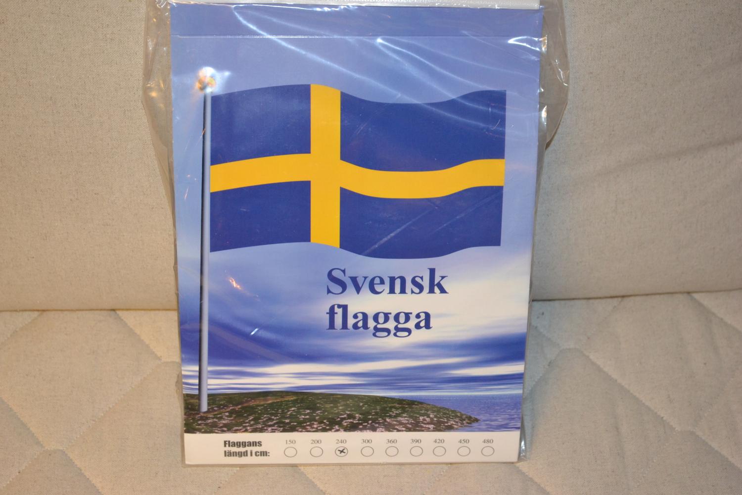 Svensk Flagga 240cm 2,4m Adela (9m Flaggstång) Ny