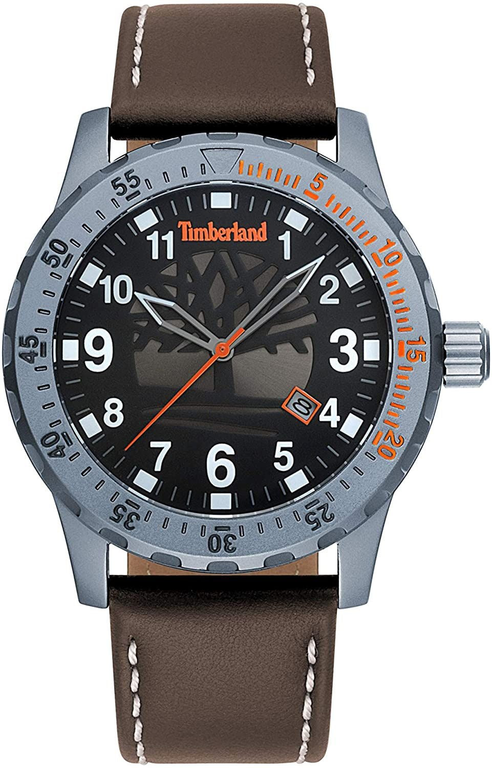 Timberland Grå Metall Läder Armbandsur Klocka 46mm TBL.15473JLU/02 Ny