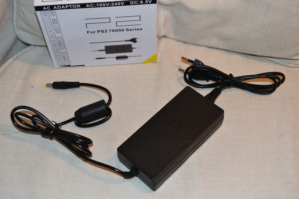 Strömadapter AC PS2 Slim Playstation 2 EU Svart Ström El Ada
