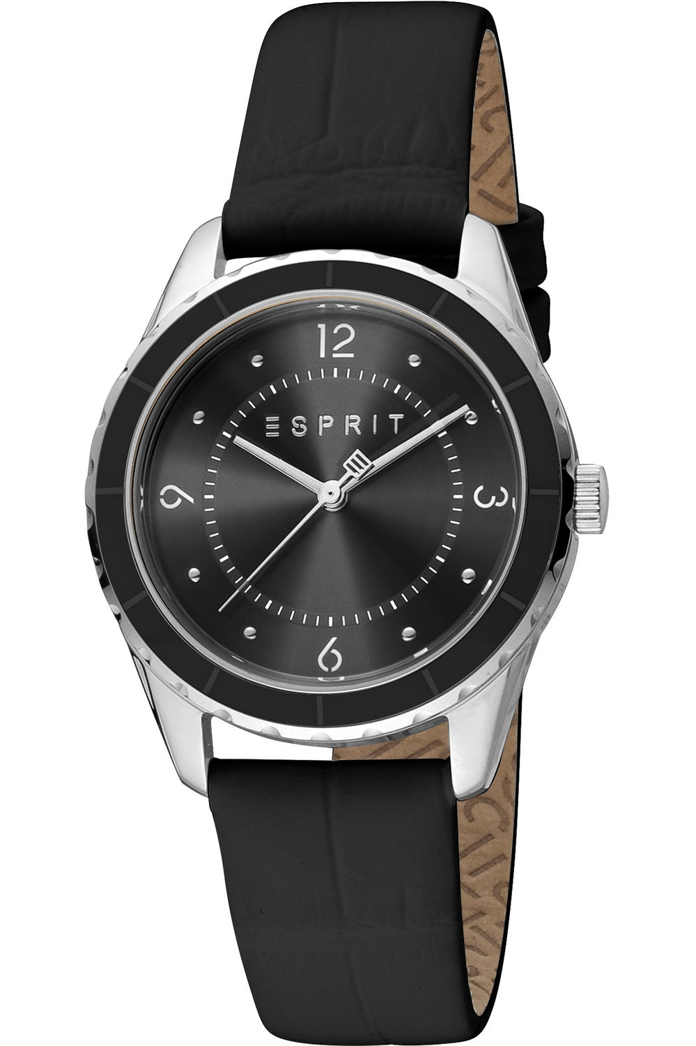 Esprit Skyler Svart Läder Armbandsur Klocka 32mm ES1L348L0025 Ny