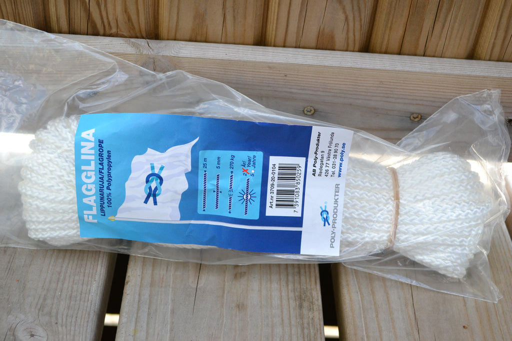 Flagglina 5mm, 25meter Flagga Lina (Till Vaijer/Stång Tillbehör) Ny