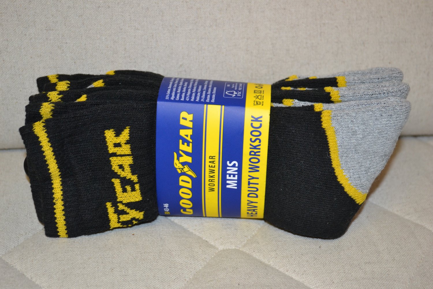 Arbetsstrumpor Goodyear 3-pack Strl 43-46 Svart 55% Bomull 42% Polyester 3% Elas