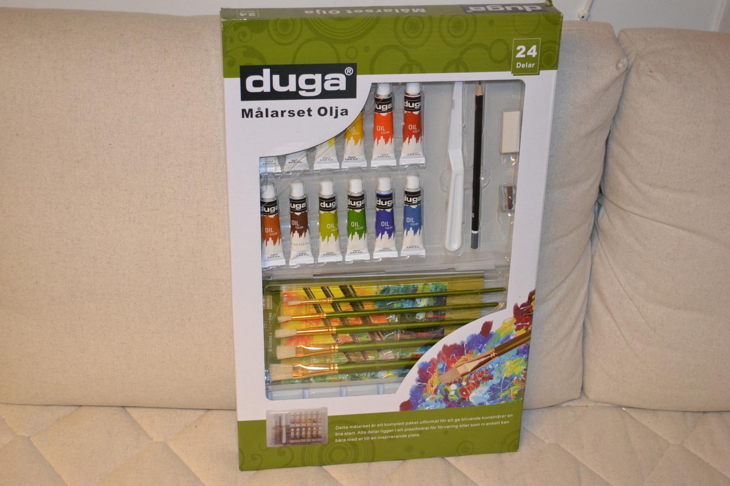 Målarset Olja 24 Delar (Penslar, färger, penna, sudd, palett mm) Ny