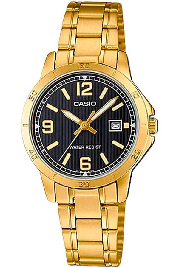 Casio Classic Svart/Guldplätering Armbandsur Klocka 35mm LTP-V004G-1B Ny