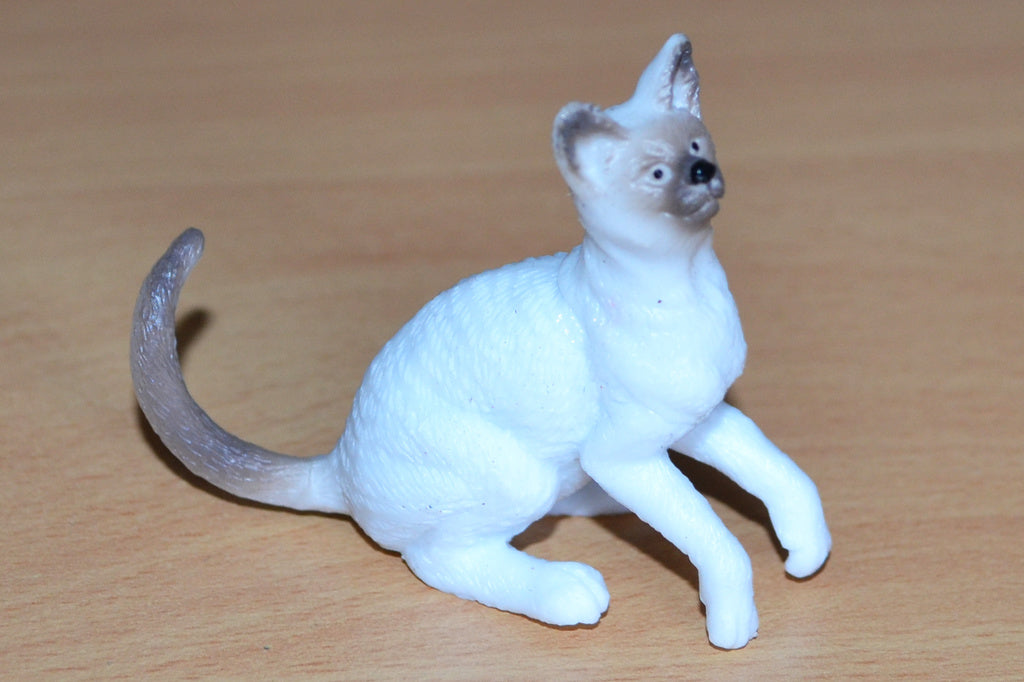 Vit m. Lång Svans Katt 6cm Lek/Prydnad/Present Ny