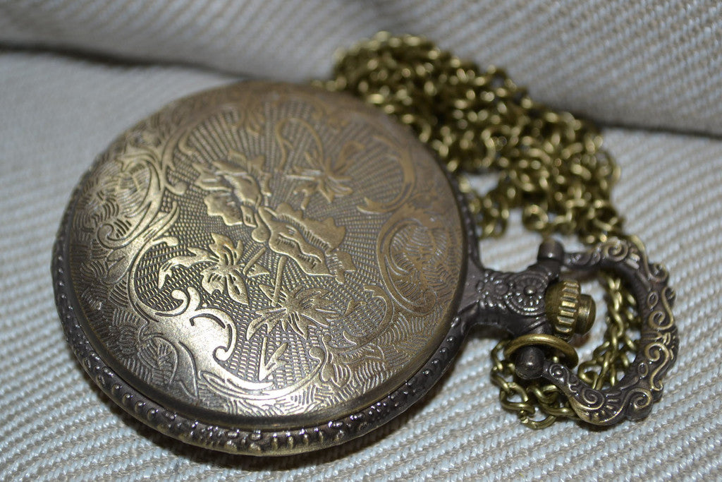 Amerikansk Lastbil (Fickur) Klocka Halsband Brons Vintage (Q