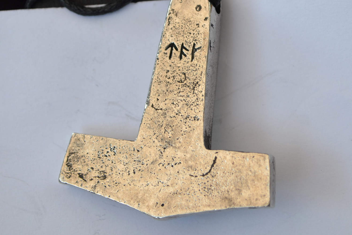 Jorvik Tors Hammare m. Mönster Halsband Viking (Tenn Handgjord) Smycke Ny