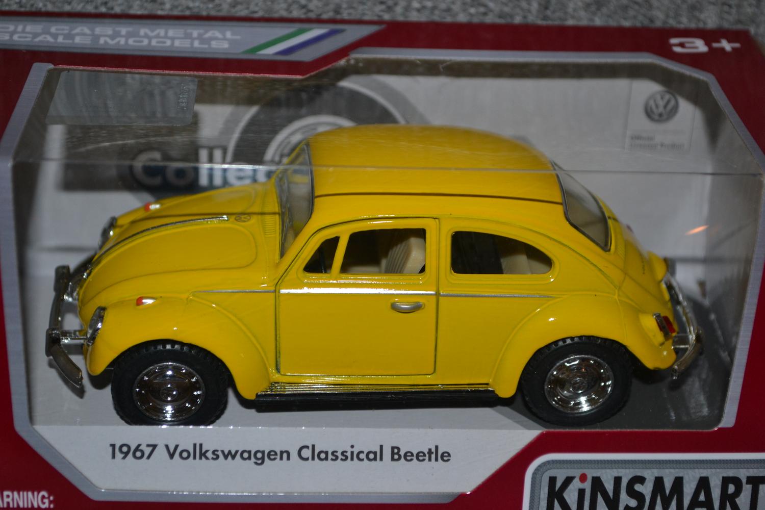 1967 Volkswagen Bubbla Klassisk Gul 1:32 Kinsmart 12cm Ny