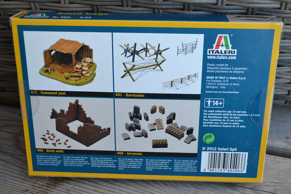 Sand Bags, Sandpåsar Krig Tillbehör 1:35 Italeri 406 Ny