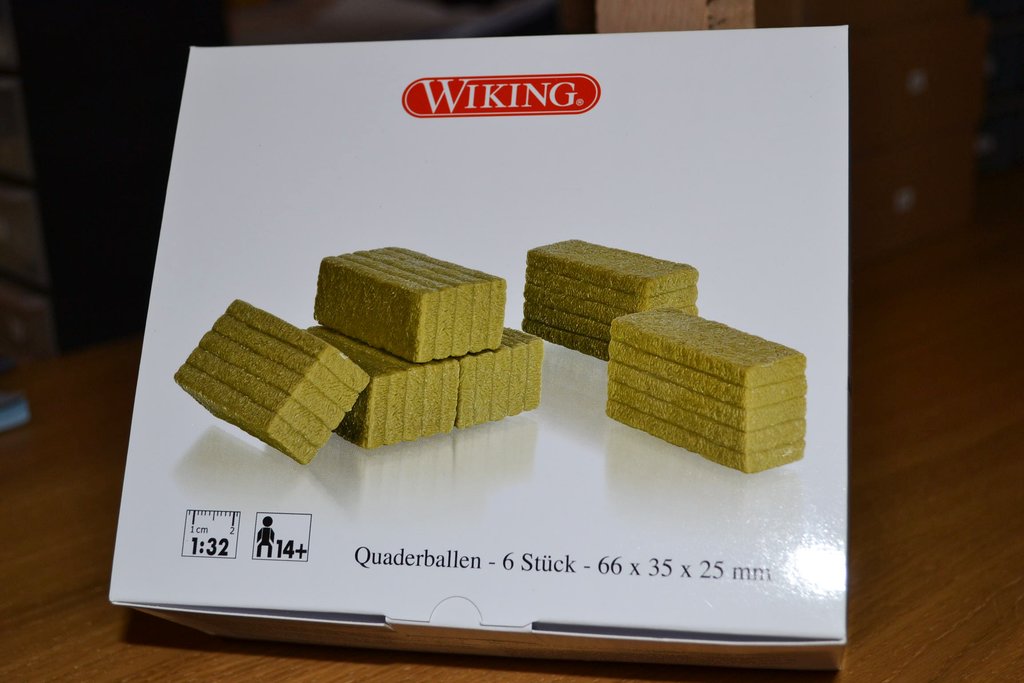 6st Höbalar Fyrkantiga 1:32 Wiking 7394 66x35x25mm Gul (Till
