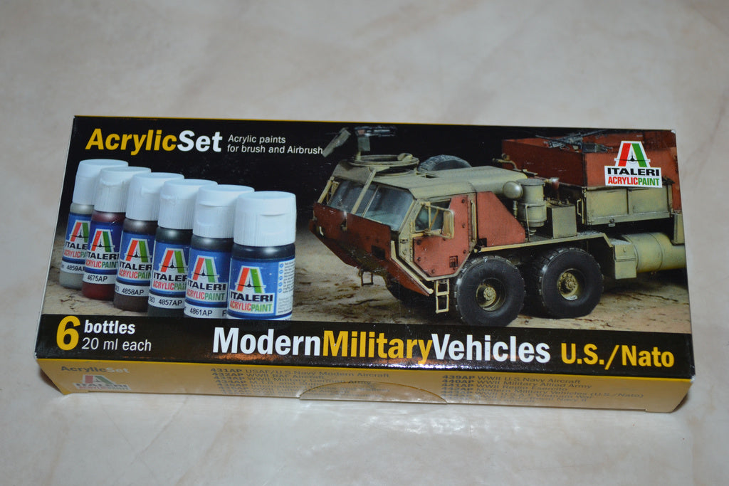 Acrylic Set m. Färger (6st) Modern Military Vehicles (USA/NATO) Italeri Ny