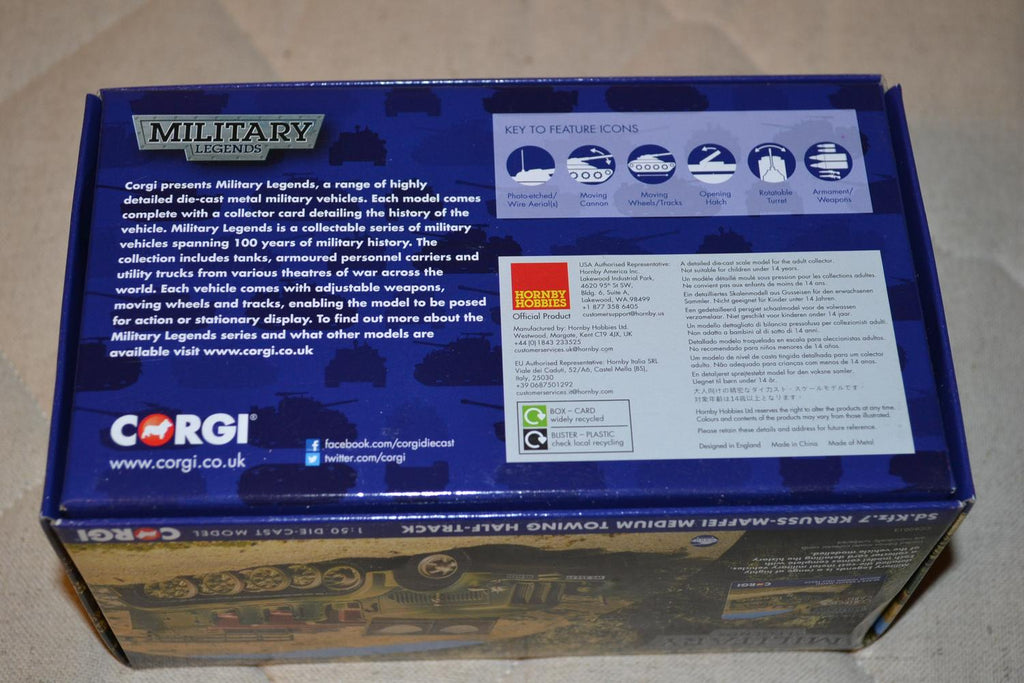 SDKFZ 7 Half-Truck Tyskland WW2 1:50 Corgi (Premium Limited edition) 14cm Ny