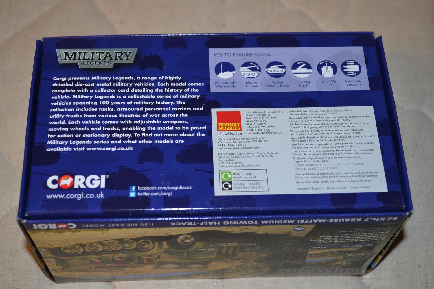 SDKFZ 7 Half-Truck Tyskland WW2 1:50 Corgi (Premium Limited edition) 14cm Ny