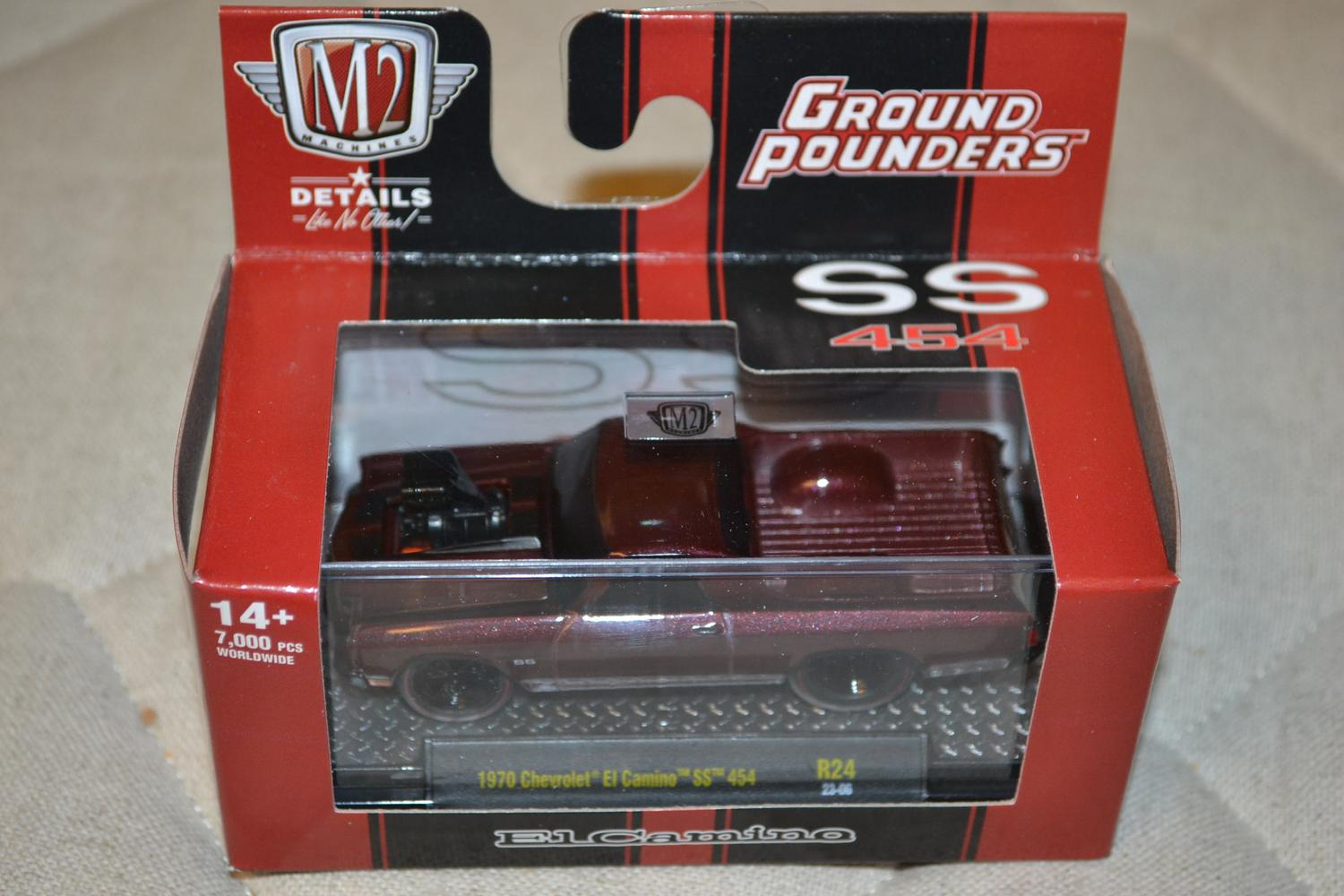 1970 Chevrolet El Camino SS 454 Röd 1:64 M2 Machines (Ground Pounders 24) 8cm Ny