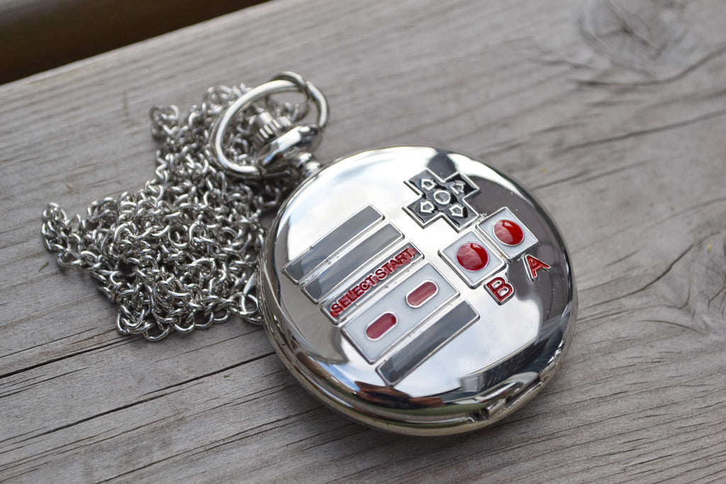 Klassisk Tv-Spel Kontroll NES Retro Fickur Quartz klocka (Silverpläterad) Ny