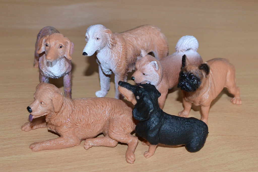 6st Hundar (Bruna+Svart) Hund 7cm Lek/Prydnad/Present Ny