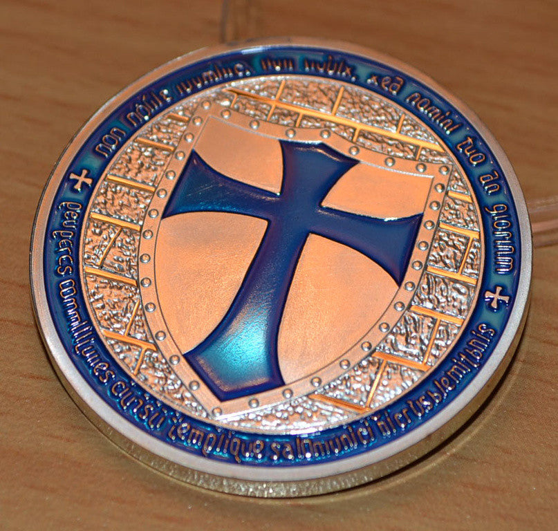 Templar Blå Silver Mynt Tempelriddarorden Knights Se hit! Mi