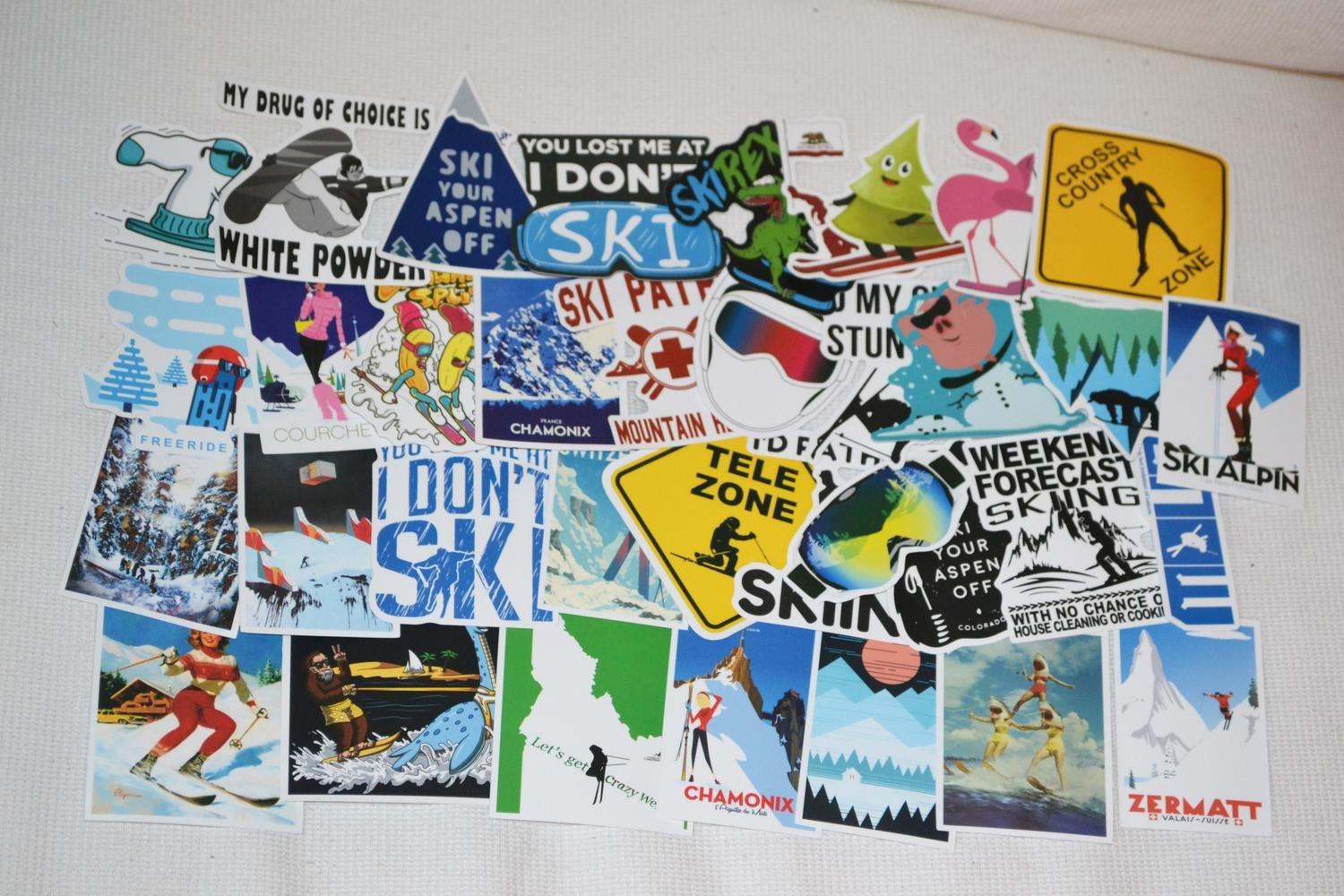 Slalom Skidåkning Alpin 35st Klistermärken 8-6cm Ny