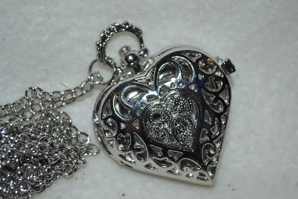 Fickur Hjärta Silver Plätering Mellan Fickur (Quartz) Halsband Ny