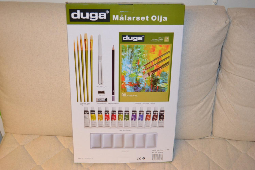 Målarset Olja 24 Delar (Penslar, färger, penna, sudd, palett mm) Ny