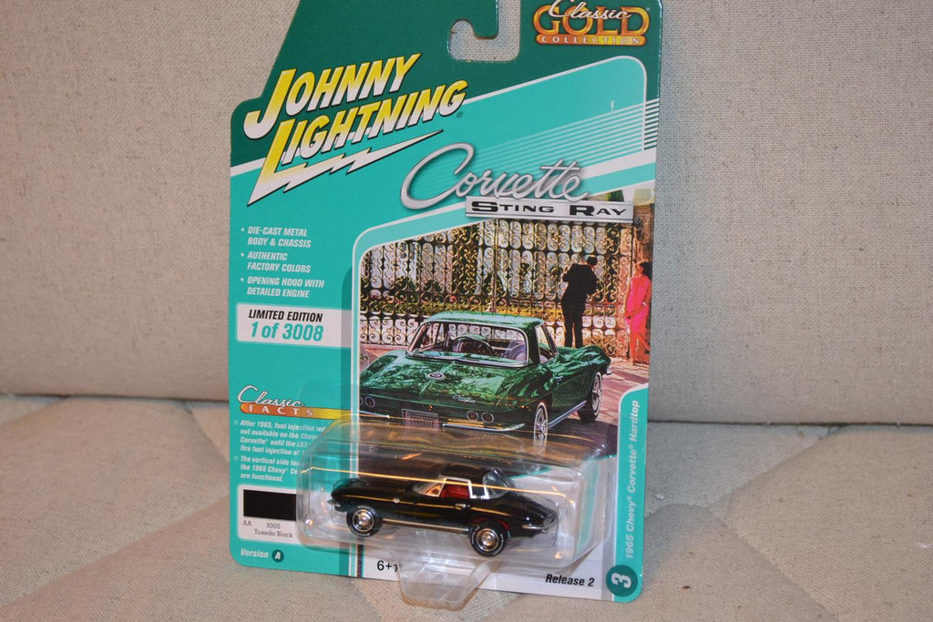 1965 Chevy Convertible Svart 1:64 Johnny Lightning (Classic Gold 22A) 7cm Ny