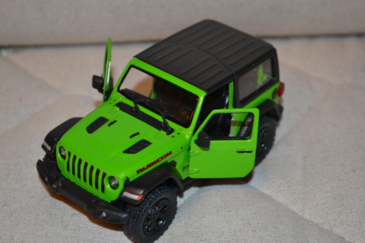 Grön Jeep Wrangler Rubicon Hard Top 2017 1:34 Kinsmart 13cm Ny