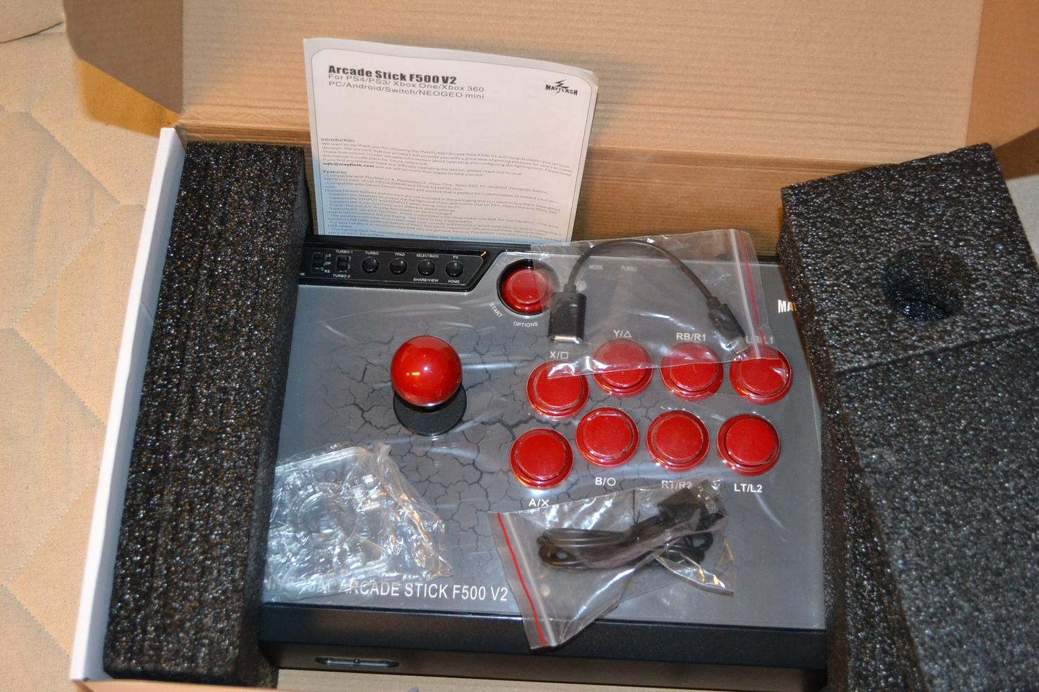 Arkad Joystick Kontroll F500 V2 Mayflash PS4/PS3/Xbox One/PC/Switch Ny