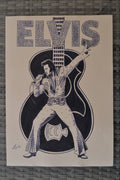 Elvis Presley Ritad Design, Välgjord Svartvit Poster Affisch