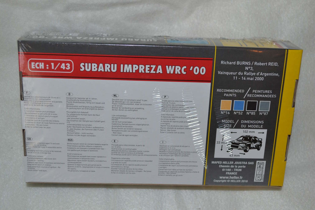 Subaru Impreza WRC '00 1:43 Heller (Plastbyggsats) Rally 2000 Ny