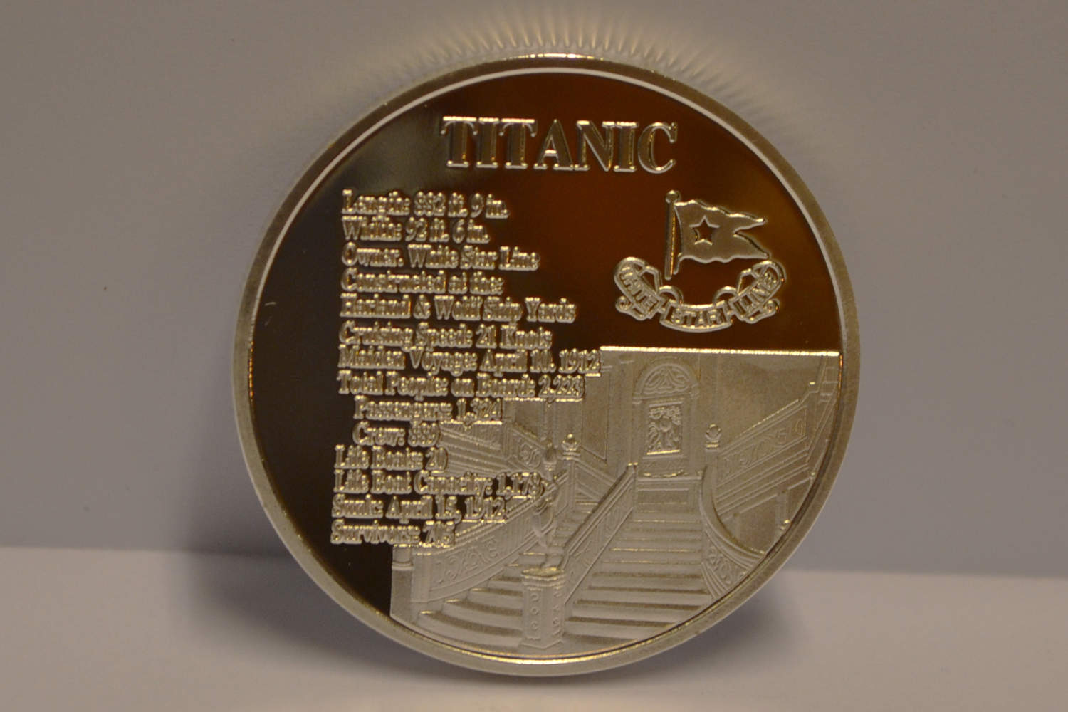 White Star Line - Titanic Reklam Mynt (Silver Plätering) Ny