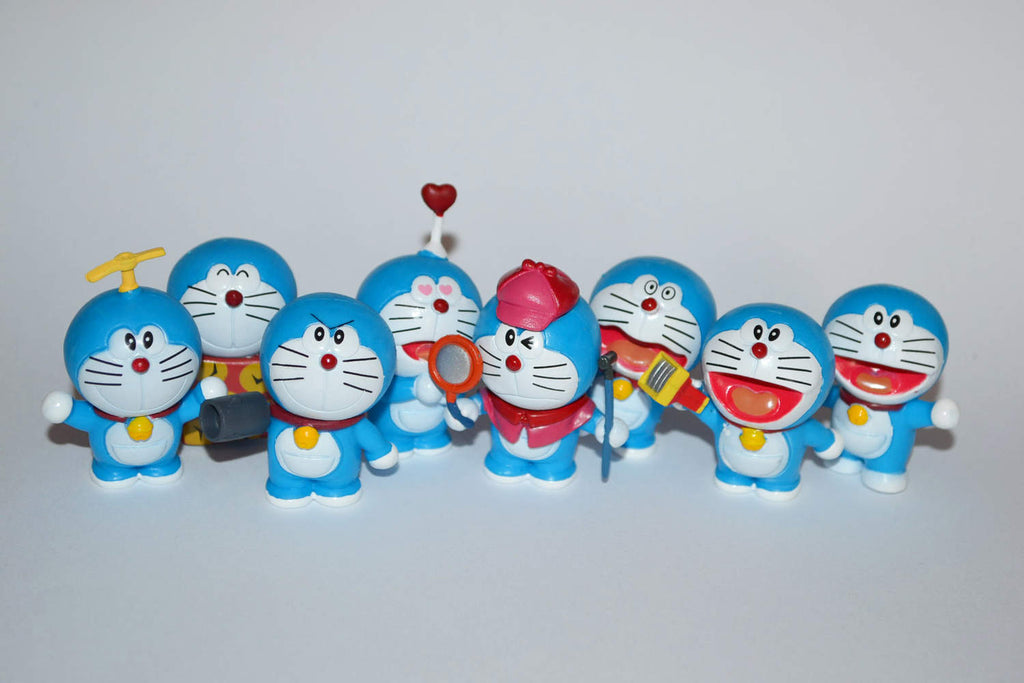 8st Doraemon Figurer "Kärlek, Lycka, Skylt, Rädd mm (Fujiko-Pro) 4cm Ny