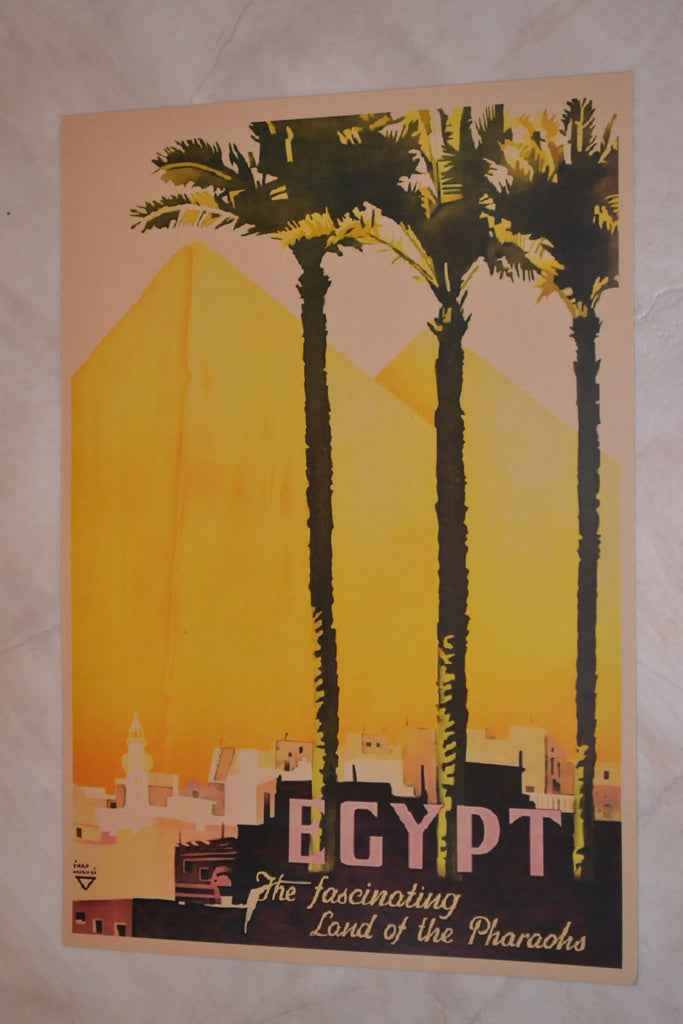 Egyptien Landet av Pharoerna (Resa Reklam) Pyramider Poster Affisch 30*42cm Ny