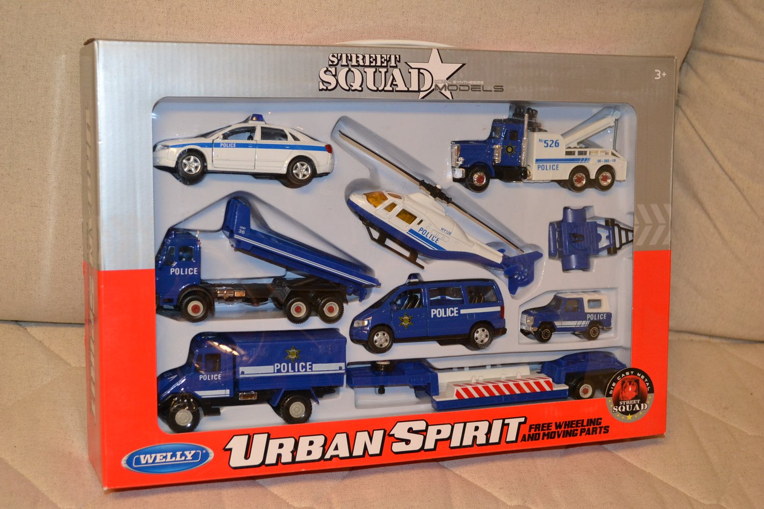 Polis Utryckningsfordon Helikopter Polisbil 7st Fordon 1:43 Welly 7-13cm Ny