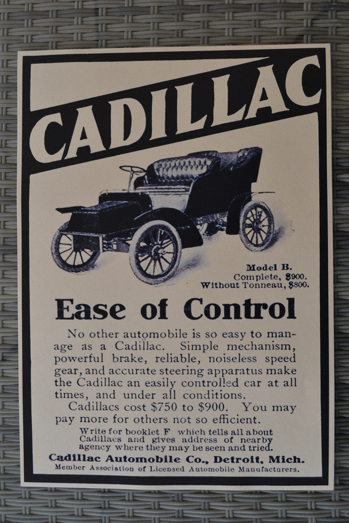 Cadillac - Ease of Control, Model B Reklam Äldre Poster Affi